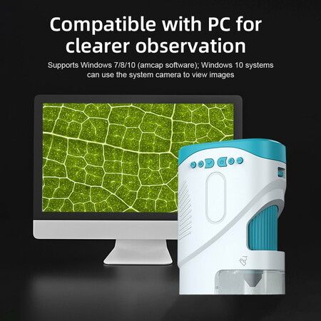 Portable 1080P Handheld Microscope 1000X With Photo And Video Functions Educational Mini Pocket Outdoor Toy For Kids Color Green