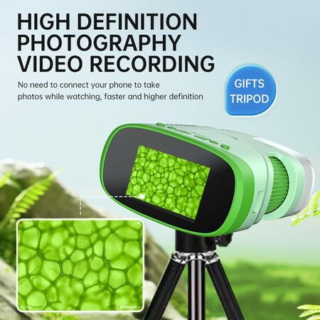 Portable 1080P Handheld Microscope 1000X With Photo And Video Functions Educational Mini Pocket Outdoor Toy For Kids Color Green