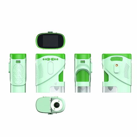 Portable 1080P Handheld Microscope 1000X With Photo And Video Functions Educational Mini Pocket Outdoor Toy For Kids Color Green