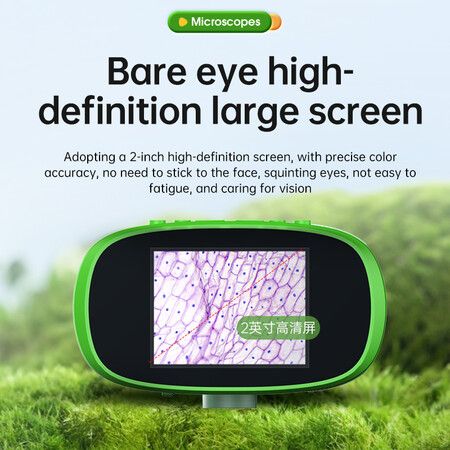 Portable 1080P Handheld Microscope 1000X With Photo And Video Functions Educational Mini Pocket Outdoor Toy For Kids Color Green