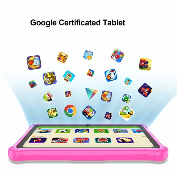 7 inch Kids Android 13 Tablet with Lanyard, 32GB with WiFi, Dual Camera, Education, Games, Kids Software Pre-Installed, Parental Control, Pink