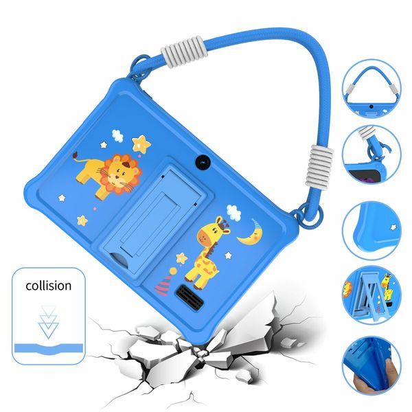 7 inch Kids Android 13 Tablet with Lanyard, 32GB with WiFi, Dual Camera, Education, Games, Kids Software Pre-Installed, Parental Control, Blue