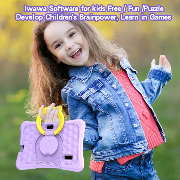 7 inch Kids Tablets with WiFi, 32GB, Bluetooth, Camera, Parental Control, Pre-Installed APPs, Games, Learning Educational Tablet with Case, Purple