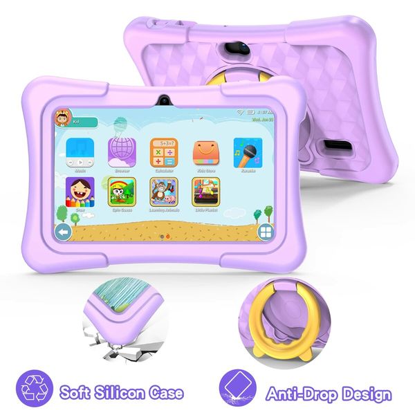 7 inch Kids Tablets with WiFi, 32GB, Bluetooth, Camera, Parental Control, Pre-Installed APPs, Games, Learning Educational Tablet with Case, Purple