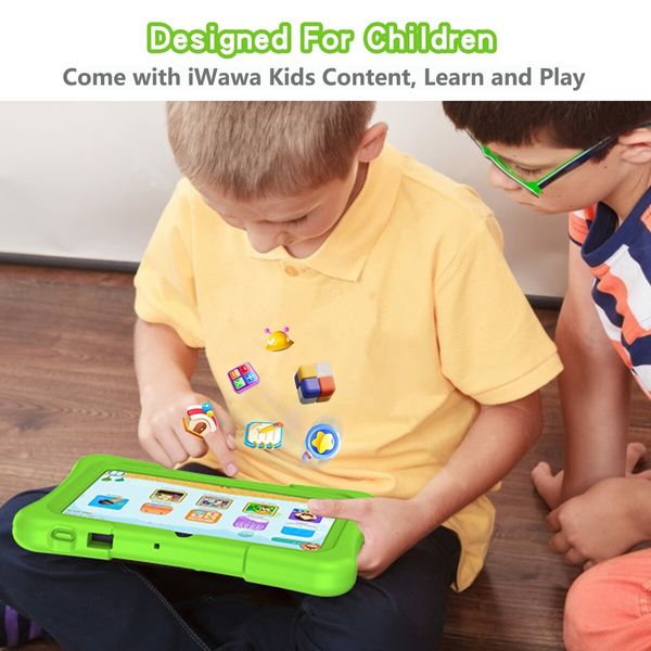 7 inch Kids Tablets with WiFi, 32GB, Bluetooth, Camera, Parental Control, Pre-Installed APPs, Games, Learning Educational Tablet with Case, Green