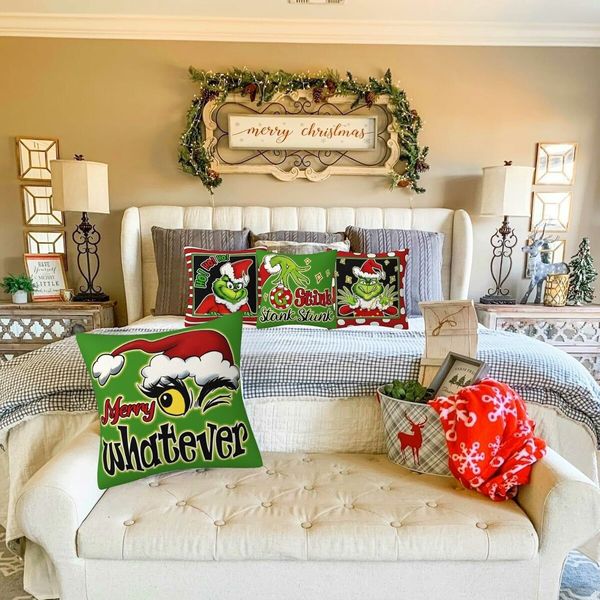 Christmas Pillow Covers 18x18Inch Set of 4 Christmas Decorations Christmas Pillows Case Decor for Home Bedroom Sofa