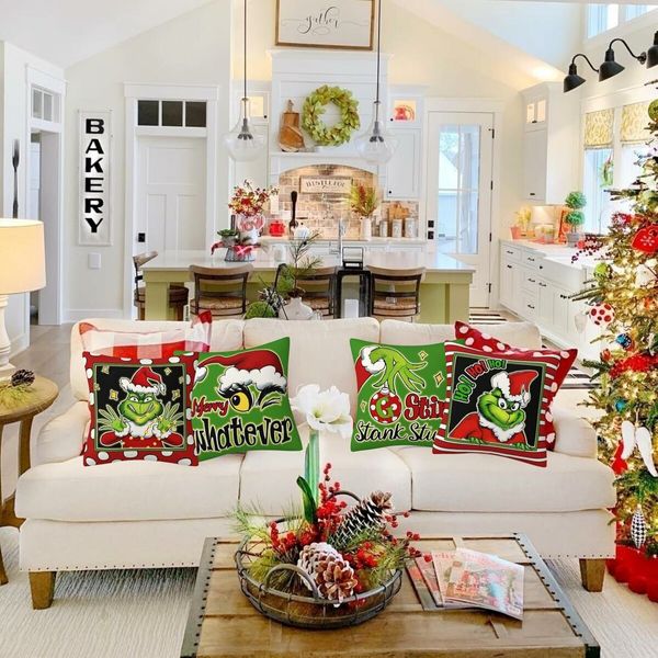 Christmas Pillow Covers 18x18Inch Set of 4 Christmas Decorations Christmas Pillows Case Decor for Home Bedroom Sofa