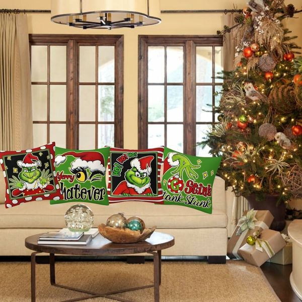 Christmas Pillow Covers 18x18Inch Set of 4 Christmas Decorations Christmas Pillows Case Decor for Home Bedroom Sofa