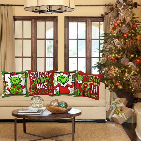 Christmas Pillow Covers 18x18Inch Set of 4 Christmas Decorations Christmas Pillows Case Decor for Home Bedroom Sofa