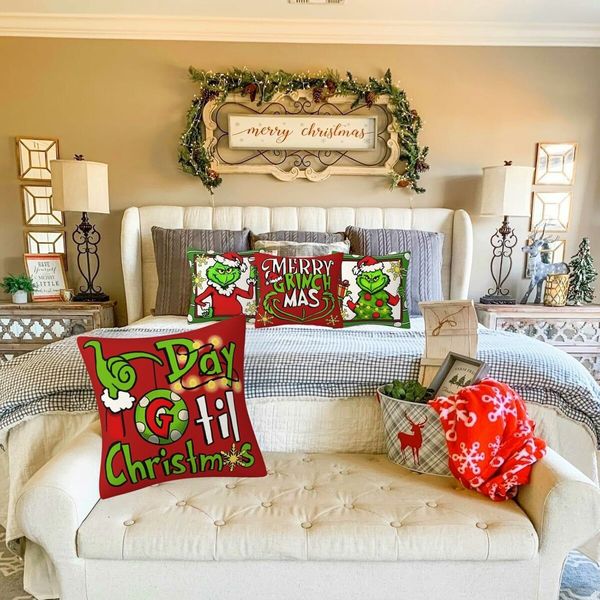 Christmas Pillow Covers 18x18Inch Set of 4 Christmas Decorations Christmas Pillows Case Decor for Home Bedroom Sofa