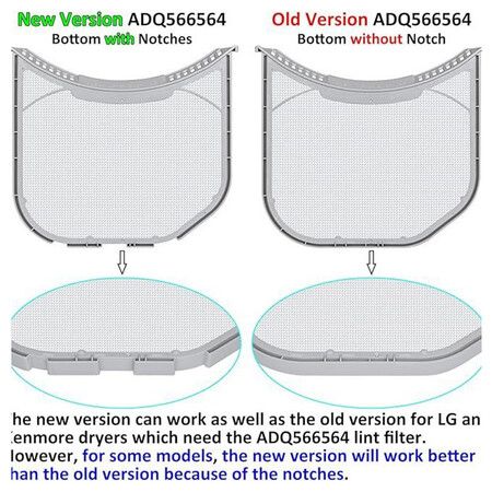 ADQ56656401 Dryer Lint Filter Replacement for LG Kenmore Dryer, With Notches, Replaces ADQ566564 AP4457244 PS3531962 DLEX3700W DLEX3570W DLEX3370V DLE3400W DLE3500W DLE2516W DLE2101W DLGX3701W