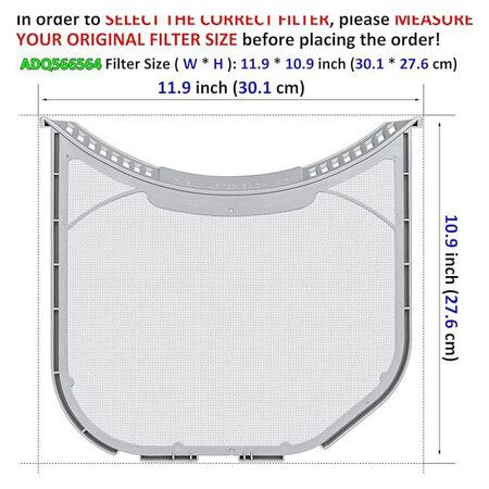 ADQ56656401 Dryer Lint Filter Replacement for LG Kenmore Dryer, With Notches, Replaces ADQ566564 AP4457244 PS3531962 DLEX3700W DLEX3570W DLEX3370V DLE3400W DLE3500W DLE2516W DLE2101W DLGX3701W