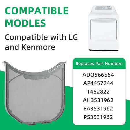 ADQ56656401 Dryer Lint Filter Replacement for LG Kenmore Dryer, With Notches, Replaces ADQ566564 AP4457244 PS3531962 DLEX3700W DLEX3570W DLEX3370V DLE3400W DLE3500W DLE2516W DLE2101W DLGX3701W