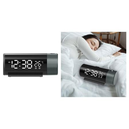 Digital Alarm Clock, USB Power Projection Alarm Clock with Time and Temperature Display Digital Clock Projection on Ceiling, 5.9 x 2.36in, Black