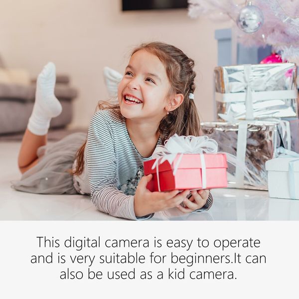 Digital Camera,4K Kids Camera AF with 32GB SD Card,16X Zoom,Cameras for Photography,Compact Point and Shoot Camera (White)