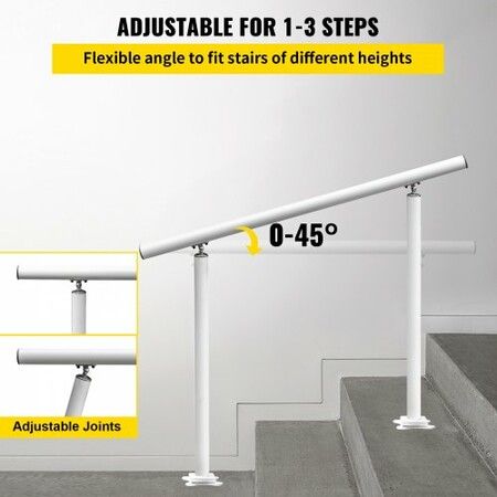 Handrail Outdoor Stairs 3ft 34 Inch Outdoor Handrail Outdoor Stair Railing Adjustable from 0 to 60 Degrees Handrail for Stairs Outdoor White