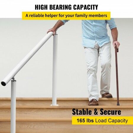 Handrail Outdoor Stairs 3ft 34 Inch Outdoor Handrail Outdoor Stair Railing Adjustable from 0 to 60 Degrees Handrail for Stairs Outdoor White
