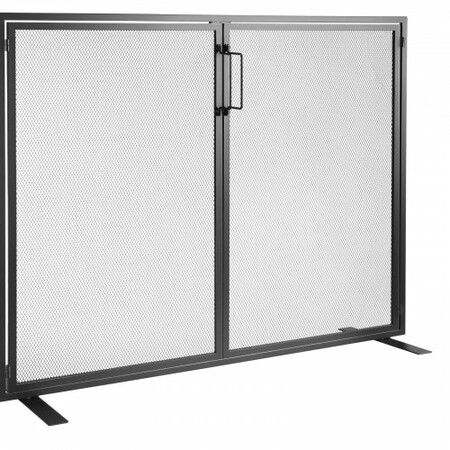 Fireplace Screen 1 Panel with Door Sturdy Iron Mesh Fireplace Screen 990(L) x780(H)MM Spark Guard Cover Simple Installation Free Standing Fire Fence Grate