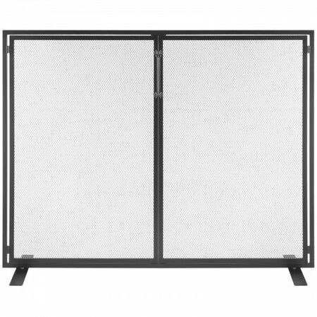 Fireplace Screen 1 Panel with Door Sturdy Iron Mesh Fireplace Screen 990(L) x780(H)MM Spark Guard Cover Simple Installation Free Standing Fire Fence Grate