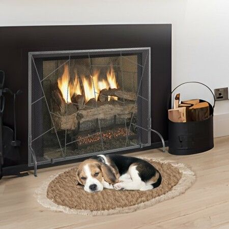 Fireplace Screen Single Panel Sturdy Iron Mesh Fireplace Screen 906(L) x720(H)MM Spark Guard Cover Simple Installation Free Standing Fire Fence Grate