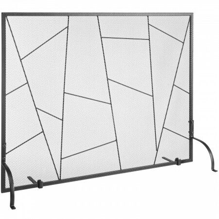 Fireplace Screen Single Panel Sturdy Iron Mesh Fireplace Screen 906(L) x720(H)MM Spark Guard Cover Simple Installation Free Standing Fire Fence Grate