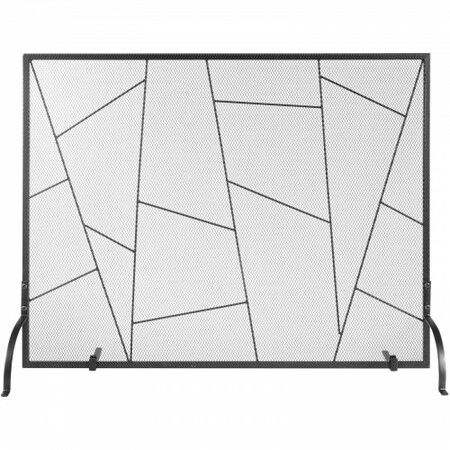 Fireplace Screen Single Panel Sturdy Iron Mesh Fireplace Screen 906(L) x720(H)MM Spark Guard Cover Simple Installation Free Standing Fire Fence Grate