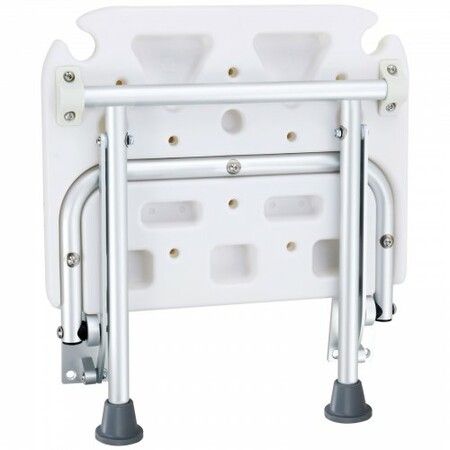 Folding PE Shower Seat 15.7'' x 14.8'' Unfolded Wall Mounted Fold Up Shower Bench with 500 lbs Load Capacity Space Saving Fold Down Shower Chair