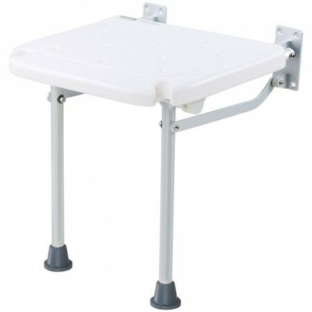 Folding PE Shower Seat 15.7'' x 14.8'' Unfolded Wall Mounted Fold Up Shower Bench with 500 lbs Load Capacity Space Saving Fold Down Shower Chair