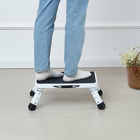 Step Stool 1-Step 150KG Capacity Folding Steel Step Ladder 3 Adjustable Height Portable Toddler Step Stools for Adults Non-Slip Sturdy Step Ladders