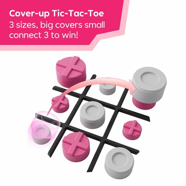 Tic Tac Toe Bolt Game,Original 3-in-1 Handheld Puzzle Game Console,Portable Travel Games for Car Ride,Board Games,Birthday Gifts for Ages 3+ (Pink)