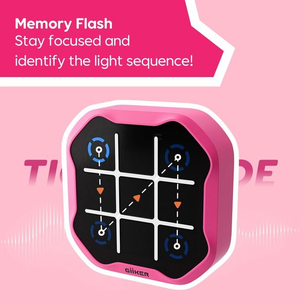 Tic Tac Toe Bolt Game,Original 3-in-1 Handheld Puzzle Game Console,Portable Travel Games for Car Ride,Board Games,Birthday Gifts for Ages 3+ (Pink)