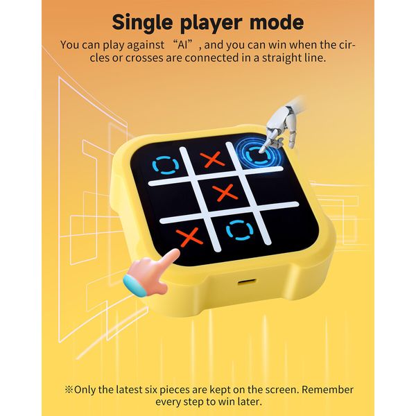 Tic Tac Toe Bolt Game,Electronic 4-in-1 Handheld Puzzle Game Console,Portable Infinite TicTacToe Travel Game for Educational and Memory Growth,Family