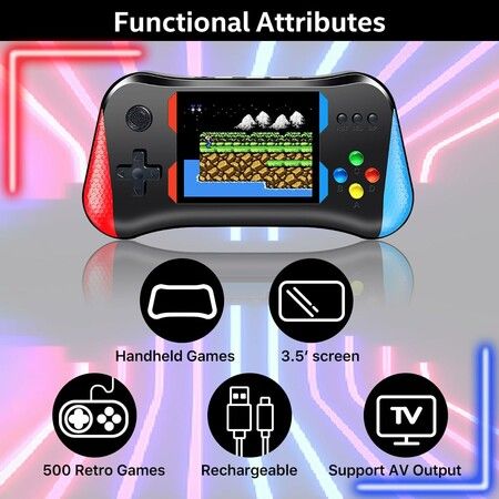 Handheld Game Console,3.5In Portable Handheld Video Game Console with 500 Classic Games,Retro Game Consoles,Ideal Travel Companion,Birthday,Christmas