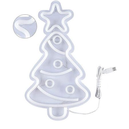 Christmas Tree Neon Light Signs, Festival LED Xmas Tree Neon Light Wall Decorative Light USB Powered for Bedroom Birthday Party