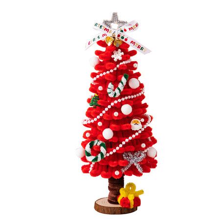 DIY 28cm Desktop Christmas Tree Office Decors Artificial Pine Tree with Ornaments LED String Lights Decorations