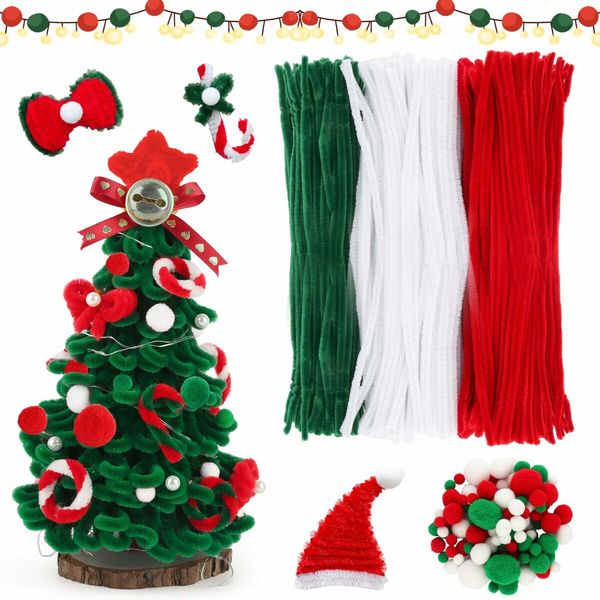 DIY 28cm Desktop Christmas Tree Office Decors Artificial Pine Tree with Ornaments LED String Lights Decorations