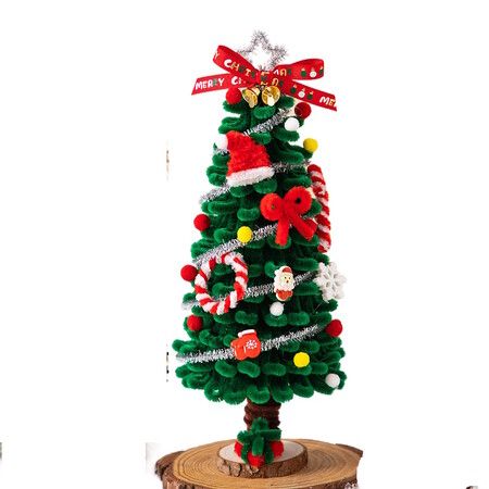 DIY 28cm Desktop Christmas Tree Office Decors Artificial Pine Tree with Ornaments LED String Lights Decorations