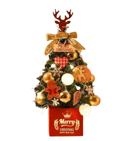 DIY 60cm Desktop Christmas Tree Office Decors Artificial Pine Tree with Ornaments LED String Lights Decorations