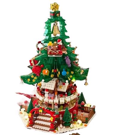 Christmas Tree Building Set Music Box Christmas Building Blocks with LED Lights Compatible with Lego Christmas Tree  Xmas Gift  2963PCS