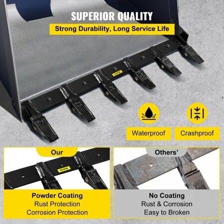 Bucket Tooth Bar 48in Inside Bucket Width Tractor Bucket Teeth 9.84in Teeth Space Tooth Bar for Loader Bucket 23TF Bolt on Tooth Bucket Enables Penetration