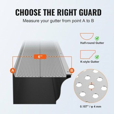 Gutter Guard 152mm Width Aluminum Leaf Filter DIY Gutter Cover 52 PCS 528cm Total Length 4mm Hole Diameter & 0.5mm Thick Raptor Gutter Guards Fits Any Roof