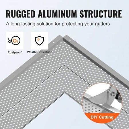 Gutter Guard 152mm Width Aluminum Leaf Filter DIY Gutter Cover 52 PCS 528cm Total Length 4mm Hole Diameter & 0.5mm Thick Raptor Gutter Guards Fits Any Roof