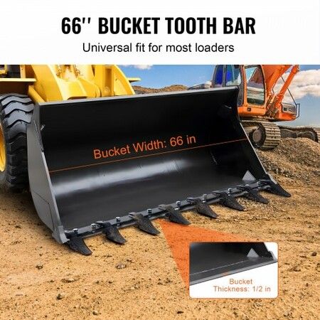 Bucket Tooth Bar 1650mm Heavy Duty Tractor Bucket 8 Teeth Bar for Loader Tractor Skidsteer 2000 kg Load-Bearing Capacity Bolt On Design for Efficient Soil