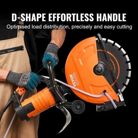 Electric Concrete Saw 14 in 2000 W 15 A Motor Circular Saw Cutter with Max.6 in Adjustable Cutting Depth Wet Disk Saw Cutter Includes Water Line