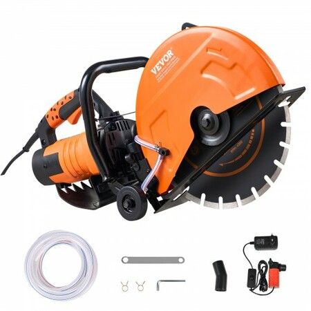 Electric Concrete Saw 14 in 2000 W 15 A Motor Circular Saw Cutter with Max.6 in Adjustable Cutting Depth Wet Disk Saw Cutter Includes Water Line