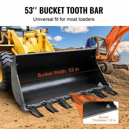 Bucket Tooth Bar 1300 mm Heavy Duty Tractor Bucket Teeth Bar for Sub-Compact Tractor Loader 4560 lbs Capacity Fits Bucket Cutting Edges Sized 1/2" or Less