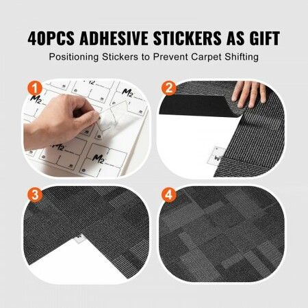 Carpet Tiles Reusable 24"x 24"Carpet Squares With Padding Attached Soft Padded Carpet Tiles Easy Install DIY for Bedroom Living Room (24Tiles Mixed Gray)
