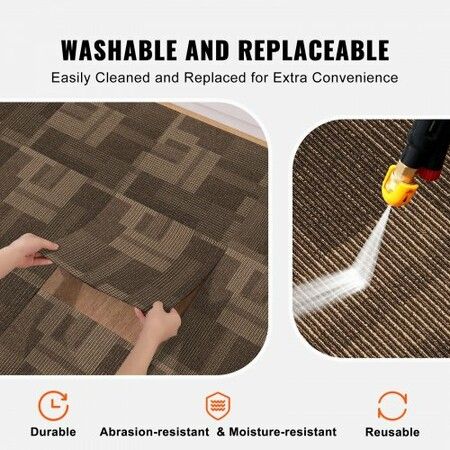 Carpet Tiles Reusable 24"x 24"Carpet Squares With Padding Attached Soft Padded Carpet Tiles Easy Install DIY for Bedroom Living Room (24Tiles Mixed Brown)