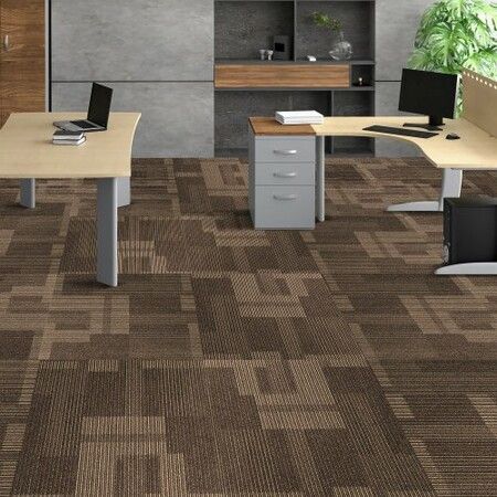 Carpet Tiles Reusable 24"x 24"Carpet Squares With Padding Attached Soft Padded Carpet Tiles Easy Install DIY for Bedroom Living Room (24Tiles Mixed Brown)