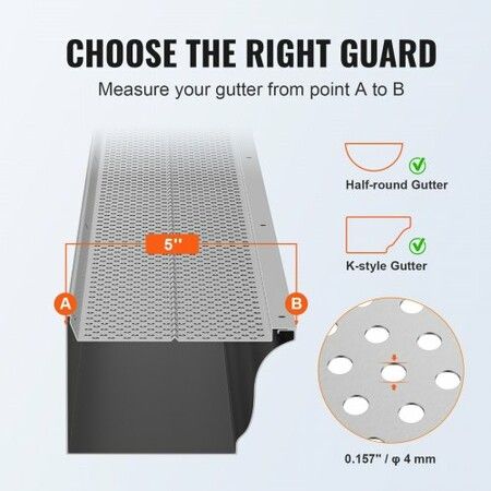 Gutter Guard 127mm Width Aluminum Leaf Filter DIY Gutter Cover 52 PCS 528cm Total Length 4mm Hole Diameter & 0.5mm Thick Raptor Gutter Guards Fits Any Roof